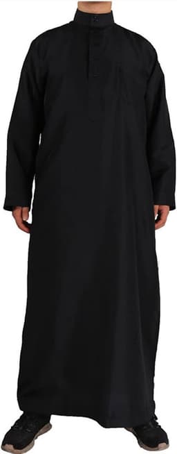Islamitische heren abaya moslim zakken gebedskleding robe lang Arabisch linnen hals Djellaba A19 — thumbnail 4