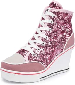 Wighak voor dames, lage sportschoenen, fitness, sleehak, schoenen met wighak, lage turnschoenen, sport, fitness, sneakers met sleehak — thumbnail 1