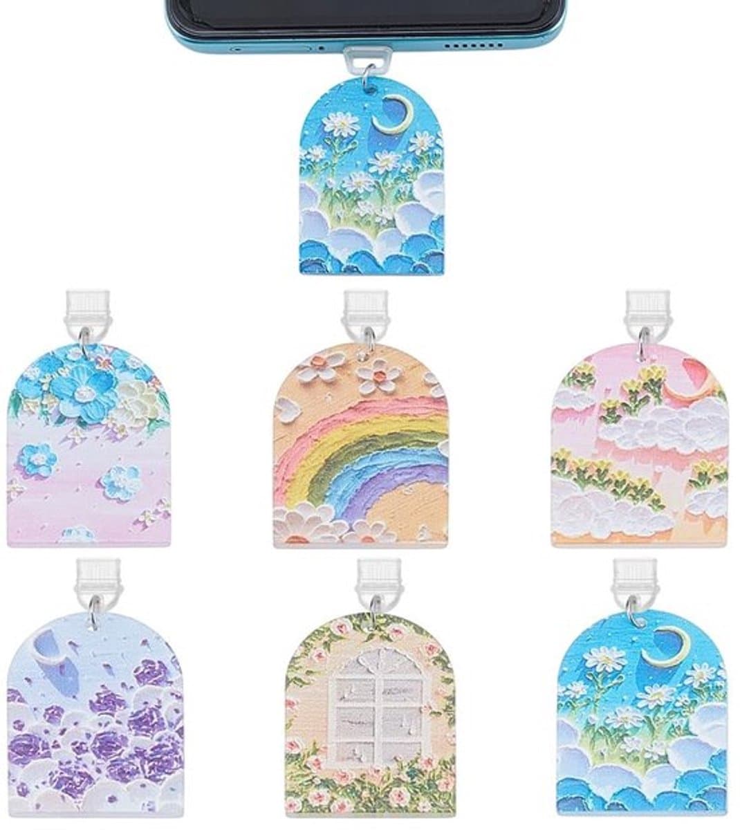 Set van 6 USB Stofstekkers in Kleurrijke Designs — afbeelding 1