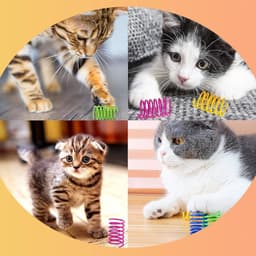 Speelset voor Katten, 3 Stuks Kattenspeelgoed Zelf Hangend Deurframe voor Binnen met Zuignap, 8 Stuks Kleurrijke Plastic Spiraal Veren Kattenspeelgoed — thumbnail 3