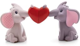 Set van 2 Liefdes Olifanten Figuren met Magneet Hart in Geschenkdoos Grijs — thumbnail 1