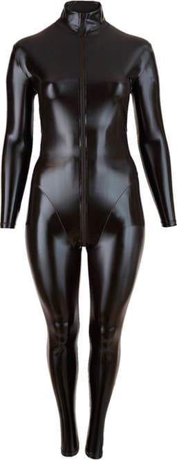 Cottelli Plus Size – Sexy Catsuit met Lange Rits voor Onweerstaanbare Uitstraling en Strakke Rondingen – Maat 2XL - Zwart — thumbnail 3