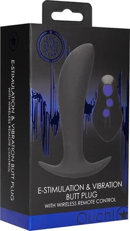 Shots - Ouch! E-stim Vibrerende Butt Plug black — thumbnail 2