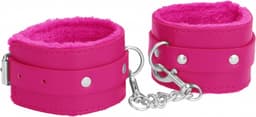Ouch! Plush Leather Hand Cuffs - Pink — thumbnail 1