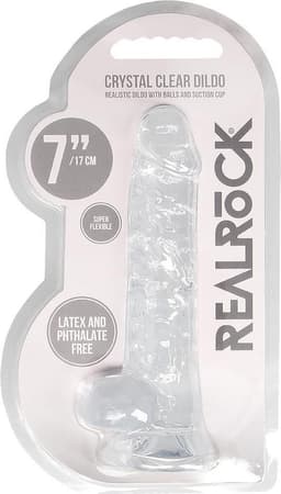 7" / 18 cm Realistic Dildo With Balls - Transparent — thumbnail 5