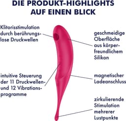 Satisfyer 'Twirling Pro', 20 cm, drukgolf- en oplegvibrator, aan beide zijden te gebruiken, drukgolven en circulerende vibraties — thumbnail 2