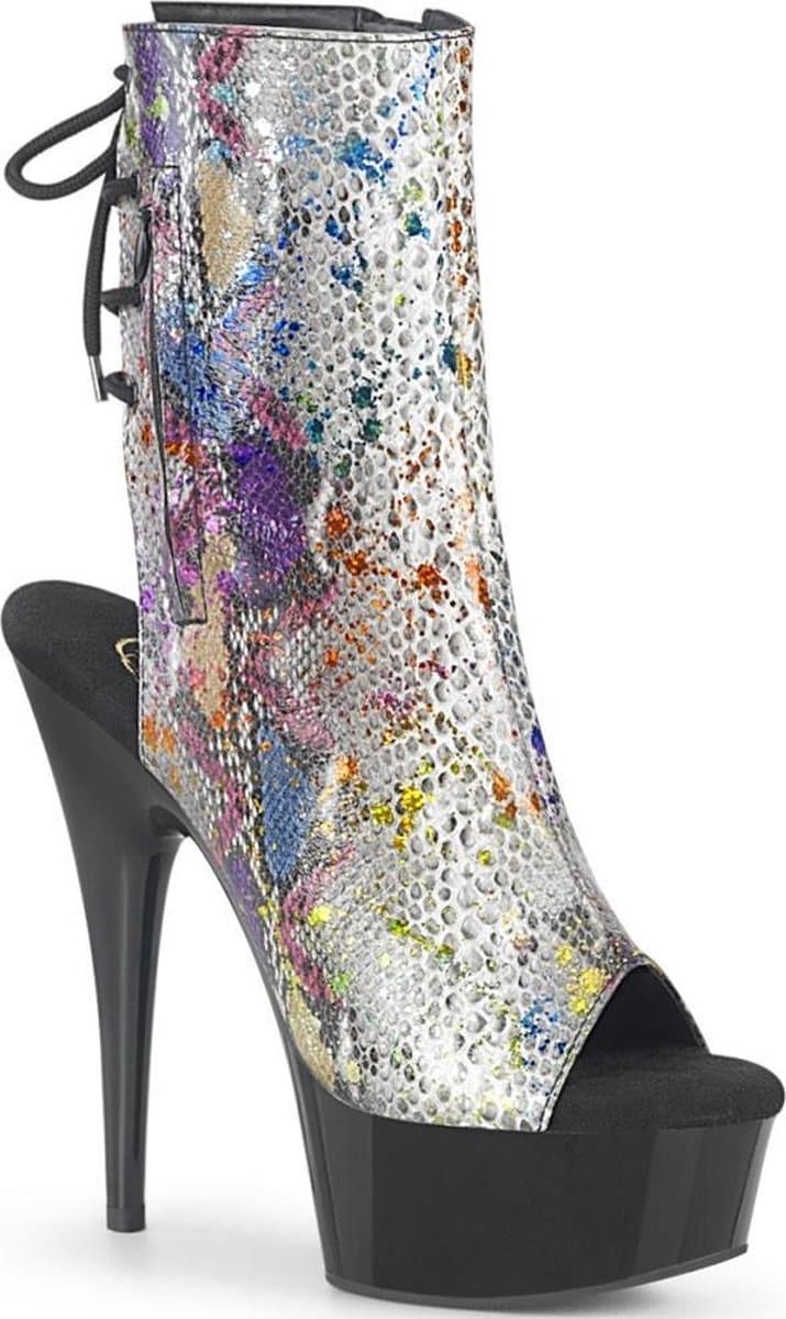 Pleaser - DELIGHT-1018SP Plateau Laarzen - US 6 - 36 Shoes - Zwart/Chroomkleurig — afbeelding 1