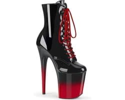 Pleaser - FLAMINGO-1020BR-H Plateau Laarzen, Paaldans schoenen - Paaldans schoenen - 39 Shoes - Zwart/Rood