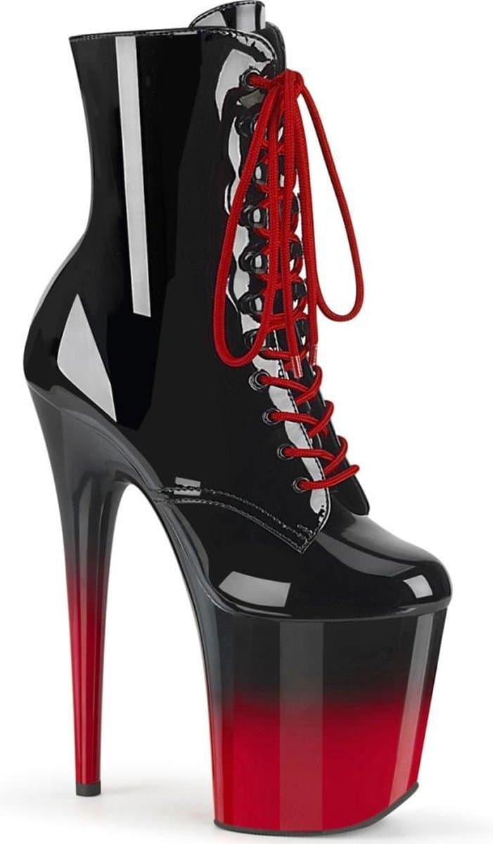 Pleaser - FLAMINGO-1020BR-H Plateau Laarzen, Paaldans schoenen - Paaldans schoenen - 39 Shoes - Zwart/Rood — afbeelding 1