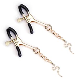 Liebe Seele - Luxe Tepelklemmen met Strass Slangen Hangertjes - Goud — thumbnail 3