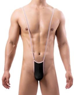 V-hals verstelbare jarretels mankini voor heren feestkostuum — thumbnail 1