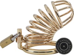Banoch | Cockcage Goud metaal | Chastity Cage met 3 ringen | 40 mm, 45 mm & 50 mm — thumbnail 1