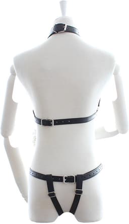 Fixxx - Fetish BH en Slipje met Open Kruis - Nr. 2 - PU-Leer - One Size - Zwart — thumbnail 3