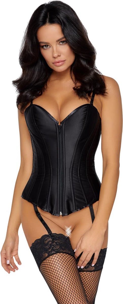 Sexy Mat Zwart Corset - Medium — afbeelding 1