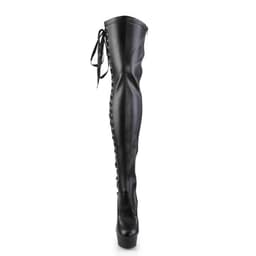 EU 44 = US 13 | DELIGHT-3050 | 6 Heel, 1 3/4 PF Thigh Boot w/Side Ribbon Lace, Side Zip — thumbnail 2
