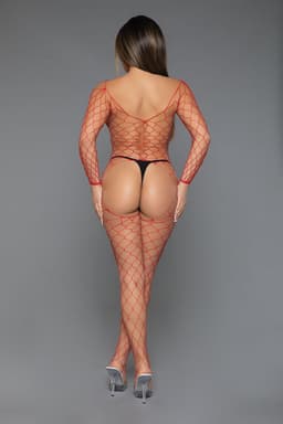Be Wicked - Cannot Hide - Grote Gaten Visnet Bodystocking - Rood - One Size — thumbnail 2