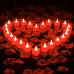 Valentijnsdag Romantische voor Haar Kit 24 Stks Vlamloze Romantische LED Kaarsen met 2000 Stks Kunstmatige Rozenblaadjes Set A — thumbnail 5