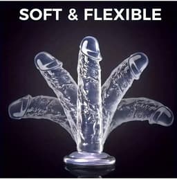 Oneay 4.0cm*19cm Realistische dildo met zuignap voor vrouwen, transparante dildo replica, transparant masturbatiehulpmiddel voor vrouwen — thumbnail 3