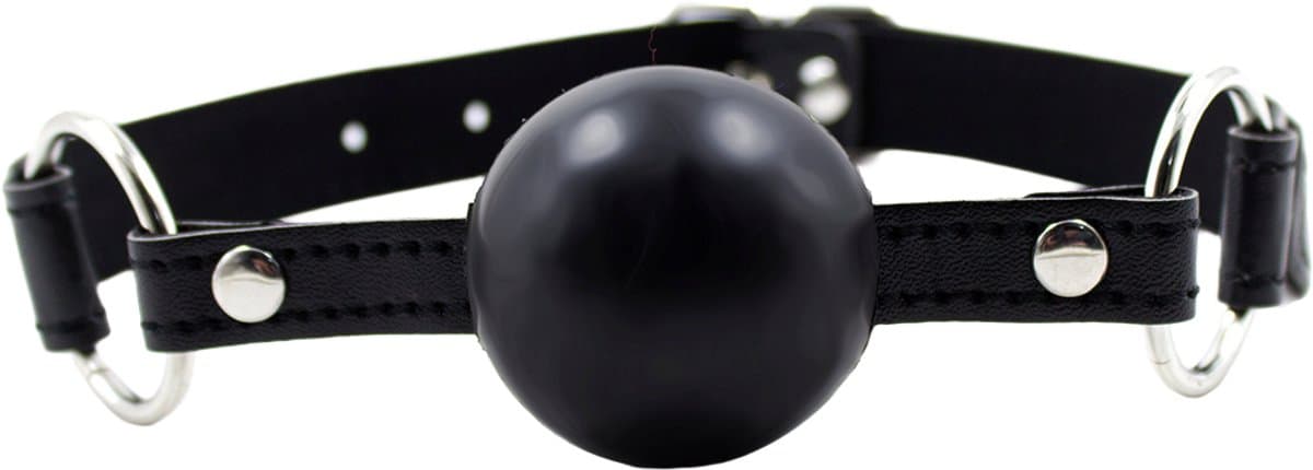 Smart Moves - Ball Gag - Siliconen Bal - PU Lederen Band - Zwart — afbeelding 1