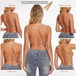 Lage Rug BH Draadloze Naadloze BH Backless Multiway Bandjes Halter BH met Padding Verwijderbaar — thumbnail 4