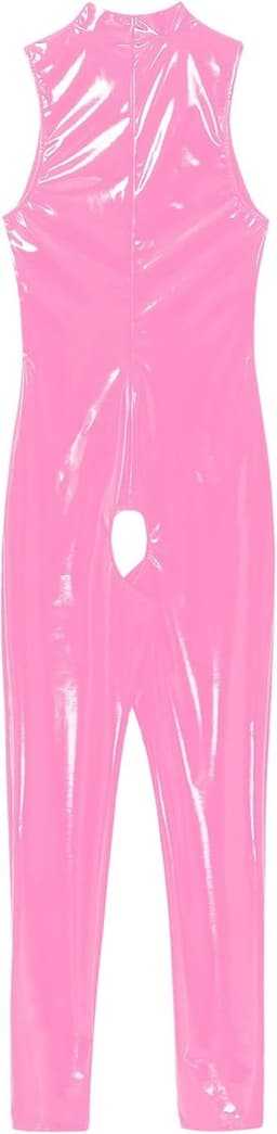 Dames Jumpsuit in Wetlook Luipaardprint - Strak Catsuit met Lederlook voor Feest en Clubkleding — thumbnail 6