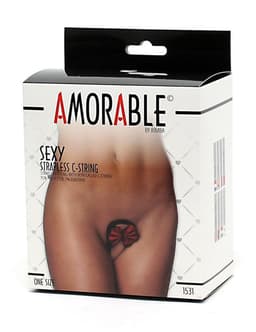 Amorable - Strapless Mini String Met Rood Strikje - Rood/Zwart - One Size — thumbnail 7