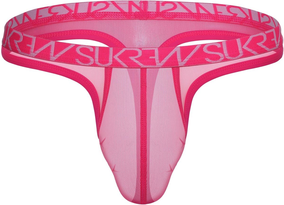 SUKREW Sheer Low-rise Thong Elect Pink - MAAT S - Erotisch Heren Ondergoed - String voor Man - Sexy mannen String — afbeelding 1