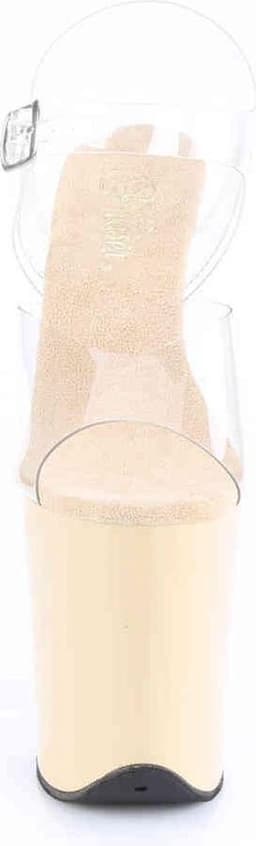 Pleaser - FLAMINGO-808 Sandaal met enkelband, Paaldans schoenen - Paaldans schoenen - 42 Shoes - Creme/Transparant — thumbnail 2