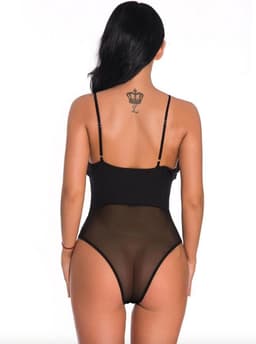 Zwarte kanten halter body / Fiona Black — thumbnail 2