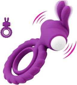 Quick Relief Duo Rabbit Vibrator™ - Cockring - Cock Ring Vibrerend - Penis Ring - Sex Toys voor Mannen en Vrouwen - Verstelbaar - Siliconen — thumbnail 6