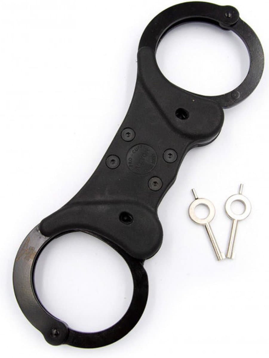 Mister B Cuff Double Lock Rigid Steel Politiehandboeien - Zwart — afbeelding 1