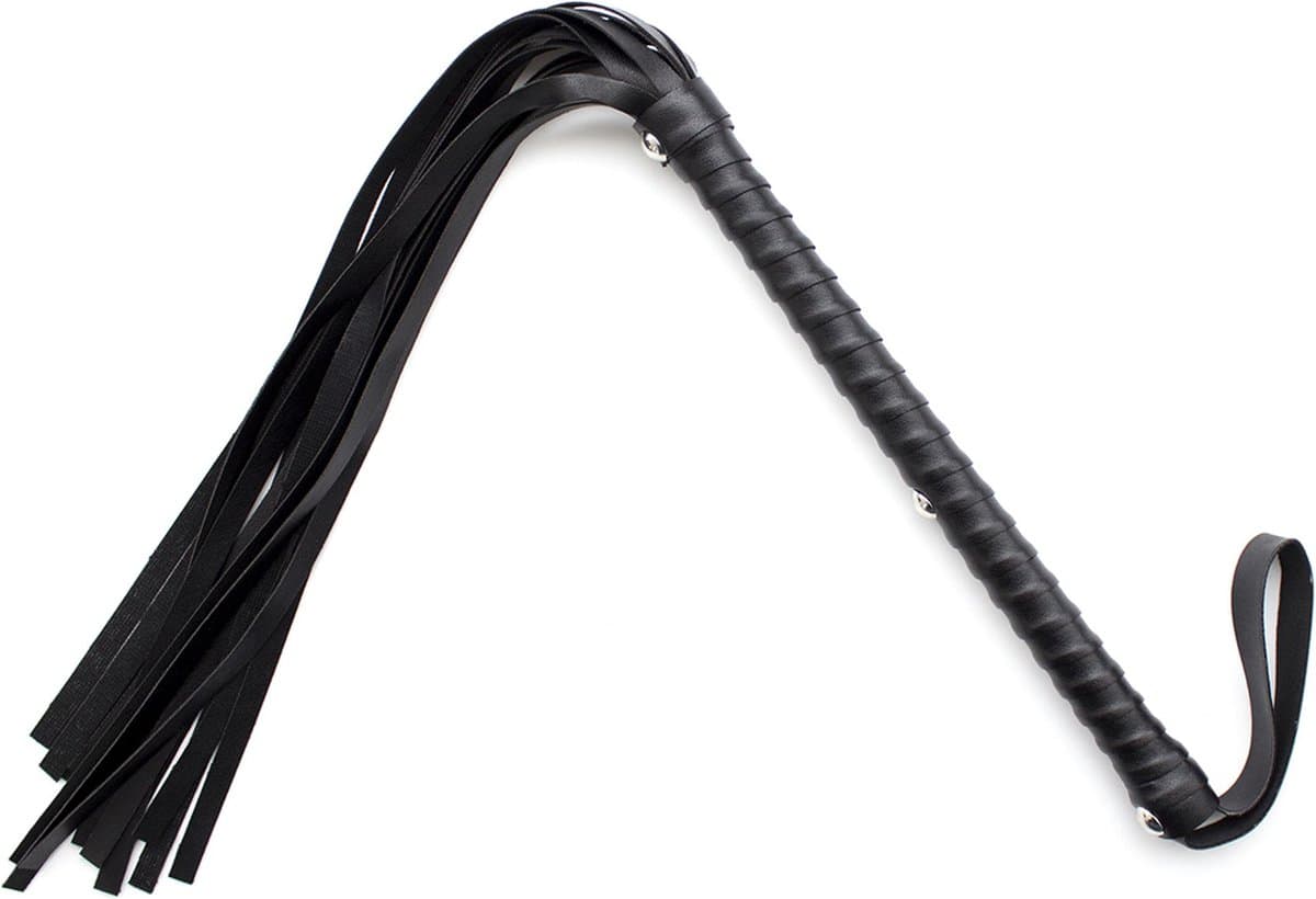 Smart Moves - Flogger met Extra Lang Handvat - PU Leer - 59 cm - Zwart — afbeelding 1