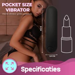 CheekyTreats Mini Bullet Vibrator – USB Oplaadbaar – 10 Standen – Compact & Waterdicht – Discreet Formaat – Zwart — thumbnail 4