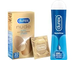 Durex - 10 stuks Condooms - Nude XL - 100 ml Glijmiddel - Play Sensitive - Voordeelverpakking