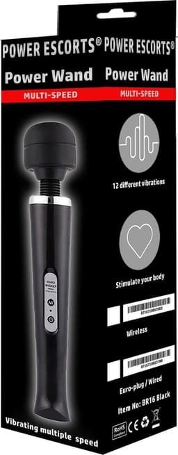 Power Escorts Power Wand Massager - 32 cm - Stroomkabel - Zwart — thumbnail 2