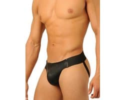 Leren jockstrap zwart maat extra large