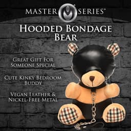 Master Series - Sexy Cadeau - Kinky Knuffel Beer - Vegan Leer - Zwarte en Licht Perzikkleurig — thumbnail 6