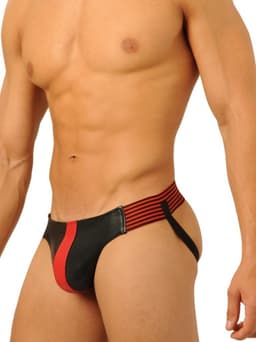 Leren Jockstrap zwart/rood maat small — thumbnail 1