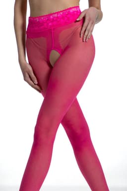 Panty Open Kruis - 30 Denier - Magenta - Maat: S/M - Model: Lace - Merk: Amour — thumbnail 1