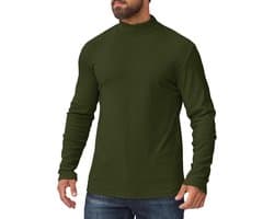 Herenshirt met hoge kraag, thermo-rolkraag, slim fit met sweatshirt, elastisch, lange mouwen, voor winter en kou