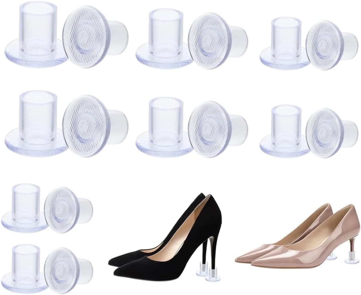 WUSJCOF Transparent Wedding Heel Protectors, 8 Pairs Women Shoes, Heel Protectors for High Heels Shoes Ideal for Lawn - ShopVlot — afbeelding 1