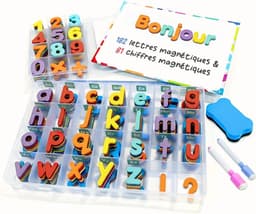 Magnetische letters en cijfers voor kinderen, 182 letters, 81 cijfers en symbolen, magneten voor kinderen, twee dozen, een magneetbord, markers en een borstel — thumbnail 4
