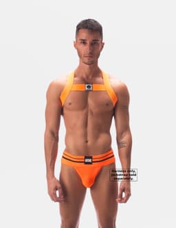 Barcode Berlin Harness Leonsh Neonorange - MAAT S - Heren Clubwear - Harnas voor Man - Sexy Heren Harnas — thumbnail 4