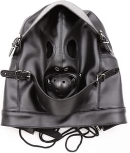 Face Cover Masker met Mondbal en Eye Patch voor Mannen en Vrouwen, Latex Sex BDSM Latex Hood Masker, SM Masker voor Party, Cosplay, Vakantie — thumbnail 5