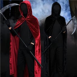 2 zwarte halloweenmaskers, volgelaatsmaskers, set met 2 zwarte handschoenen, masker Halloween, heren en dames, gezichtsloos horrormasker voor Halloween, carnaval, maskerade, themafeest — thumbnail 3