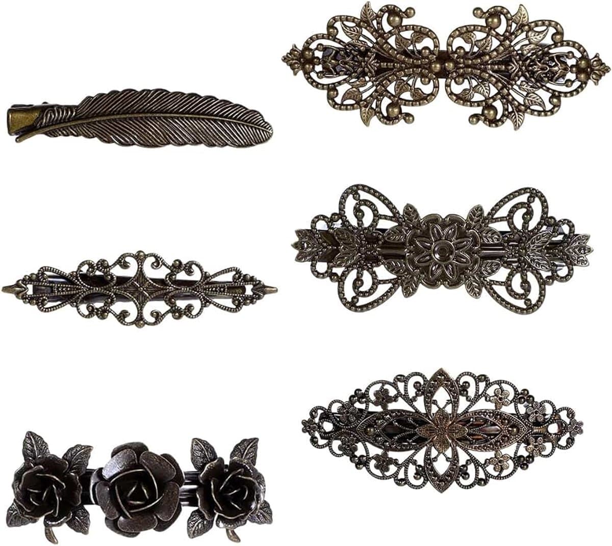 6 stuks retro Franse bloemenhaarspelden vintage metalen haarspeldjes bloemenhaarspelden voor vrouwen — afbeelding 1