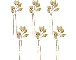 6 Stks Goudblad Bruiloft Haarspelden U-vormige Metalen Bruiloft Haaraccessoires voor Bruid & Bruidsmeisjes Prom Vintage Party Updo Styling Speciale Gelegenheden Dagelijks Handgemaakte Gouden