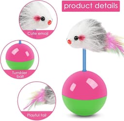 2 stuks kattenspeelgoed, staande mannetjes, muis, katten, tumbler speelgoed, interactief veer, kattenspeelgoed, training binnen tuimelballen, kattenspeelgoed voor interactief spelen — thumbnail 5