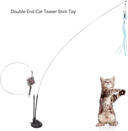 Kattenstokspeeltje cat suction toy krachtige basis verwijderbare staaldraad interactieve zuignap kat veer wand speelgoed dubbel uiteinde voor Zabawki z Federspielzeug — thumbnail 3
