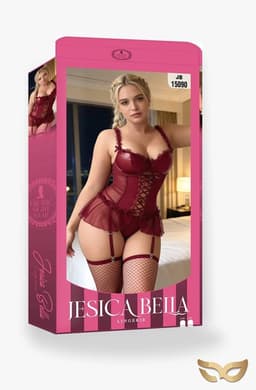 MySecretNL Bordeaux Babe - Wetlook Korset Jurkje - Maat L/XL — thumbnail 2